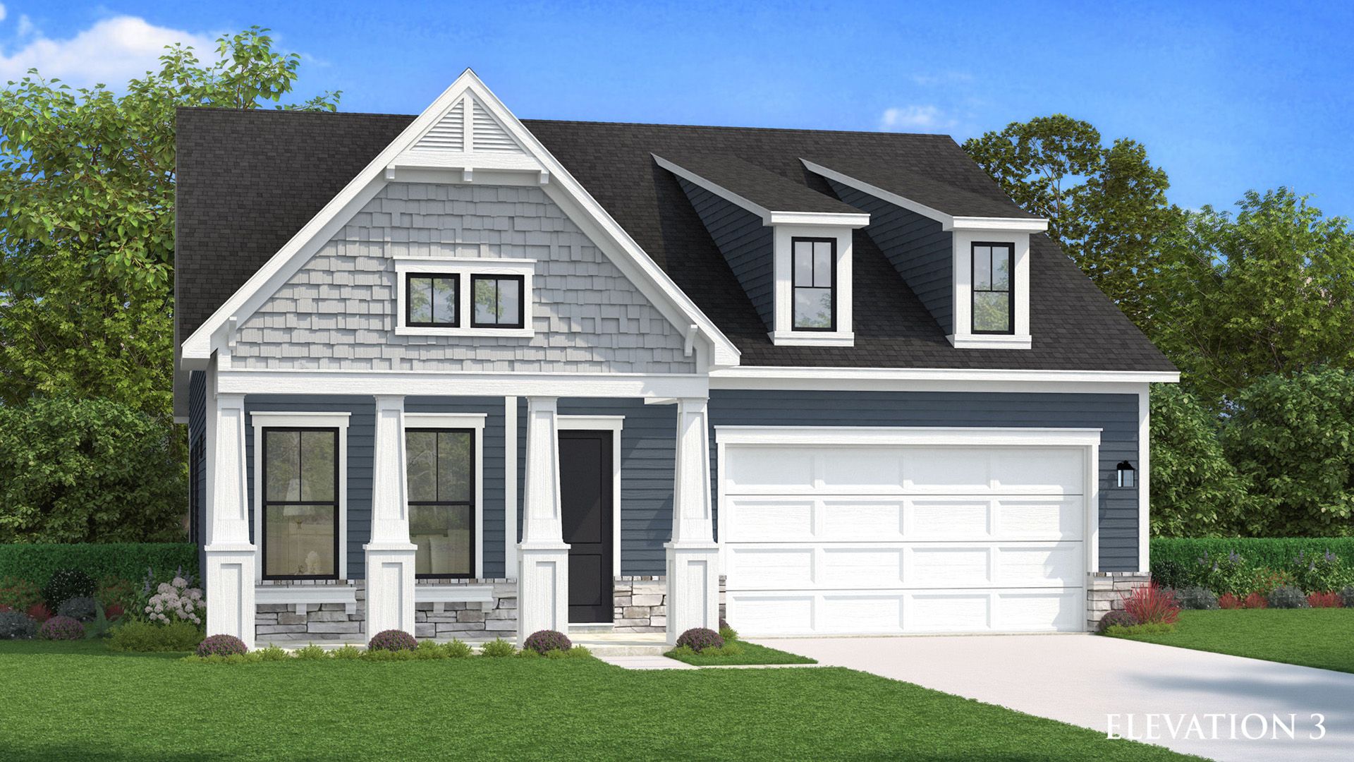 DRB_Homes_EasternShore_Palmetto_Ele_03_20240507.jpg:Palmetto - Elevation 3 at Chase Oaks