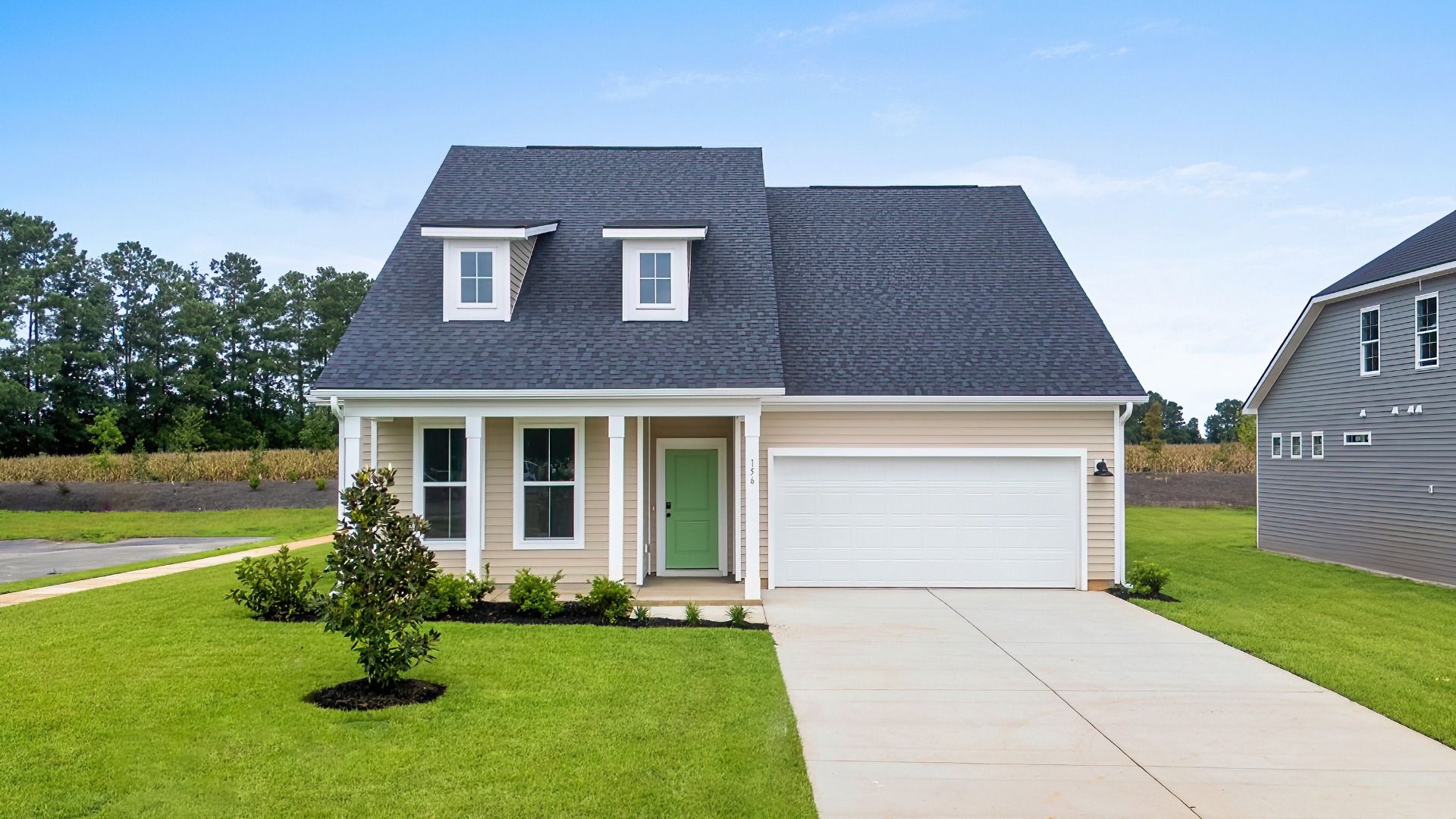 Exterior- 156 Joyce Drive- Elevation 4:Craftsman-style exterior of 156 Joyce Drive at Chestnut Farms by DRB Homes