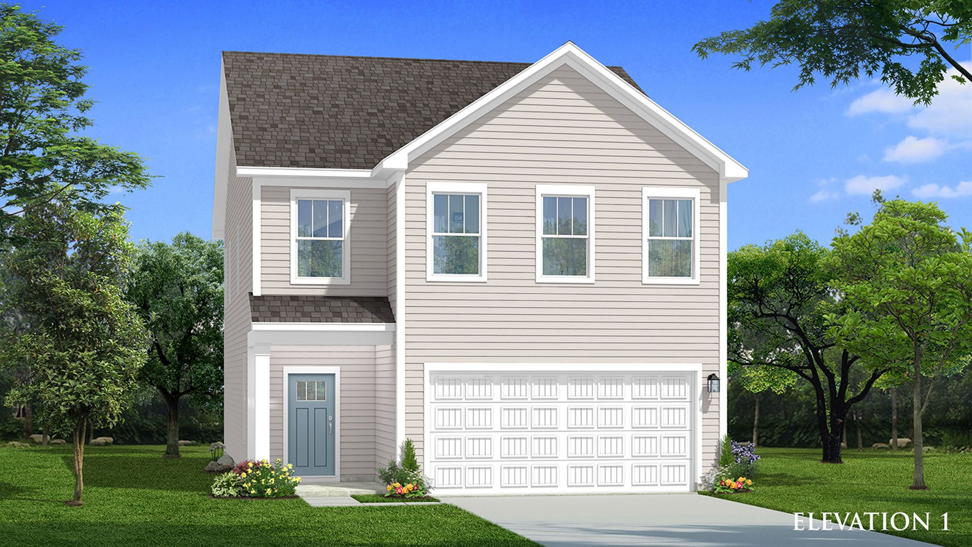 DRB_Greenville_Jasmine_Ele_01_20240123.jpg:Elevation 1 of the spacious Jasmine plan in Charlotte, NC by premier builder DRB Homes