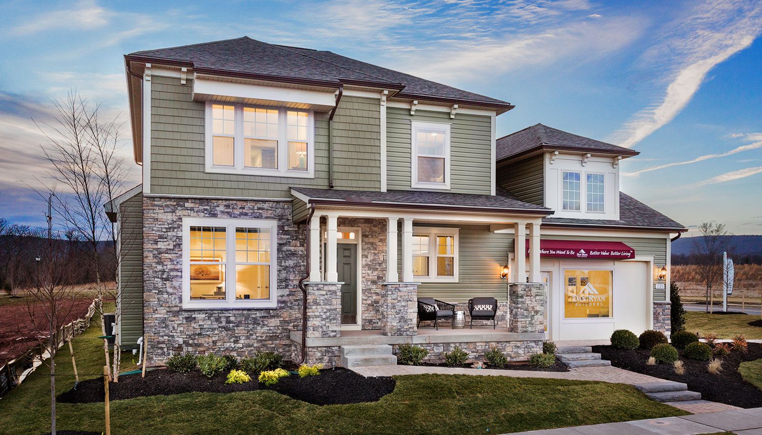 Colton Model exterior with stone at Tuscarora Creek Single Family Homes in Frederick, MD