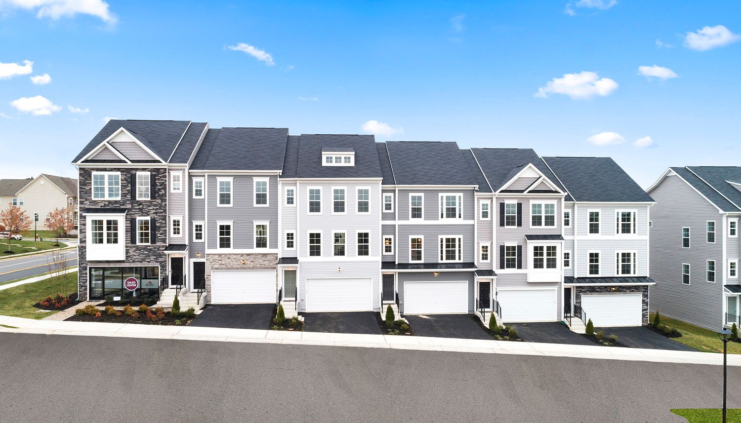 Grable II Townhome exterior strip The Townes at Brookeville Montgomery County