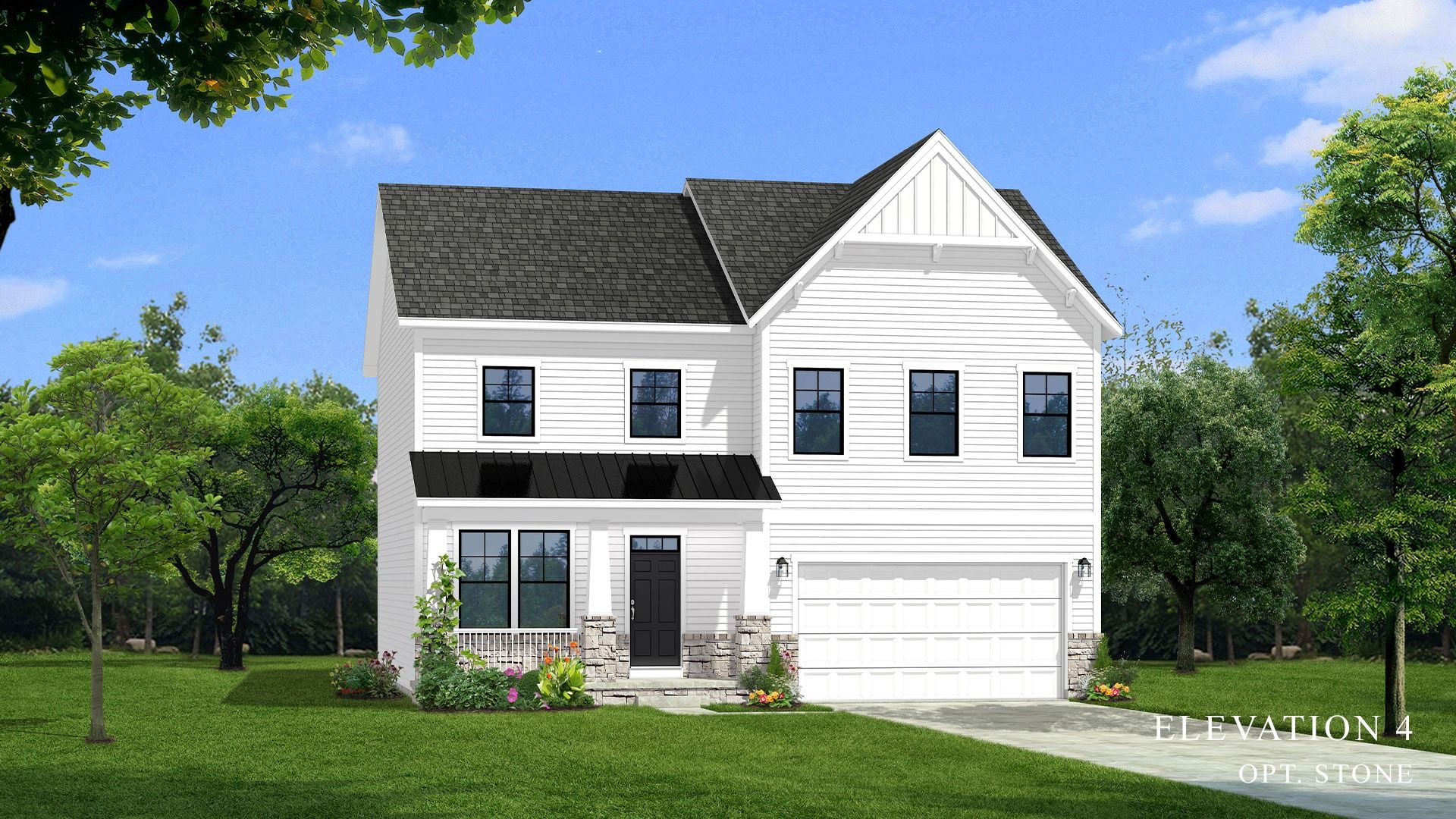 Elevation 4:DRB Homes at Huntfield Bridgeport II Home Plan Elevation 4