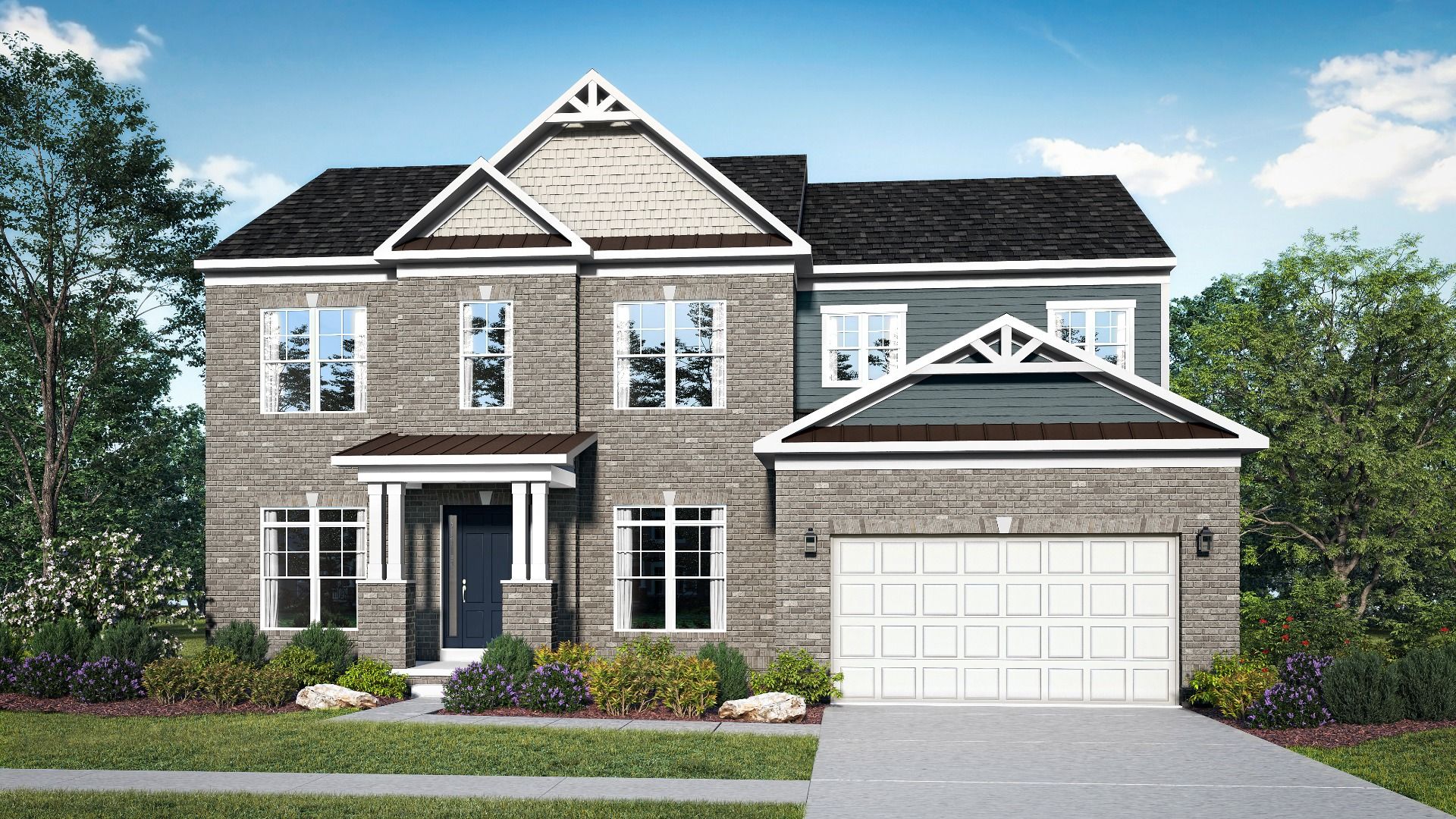 Richmond Elevation 1 with Full Brick:Front View of the Richmond Single Family Home at South Lake in Prince George's County, MD