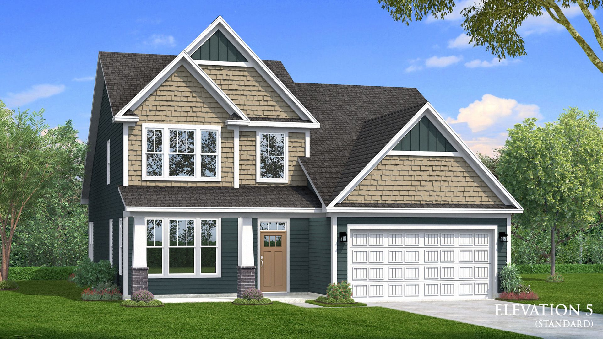 Elevation 5 Rendering:Rendering of elevation 5 of The Middleton Design by DRB Homes