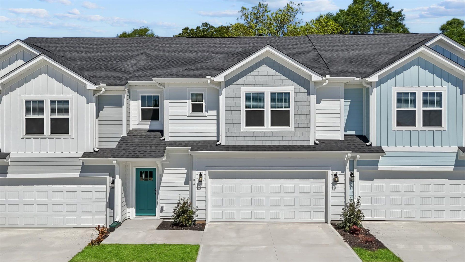 Exterior of two story townhome at Village at Midway by DRB Homes in Anderson, SC