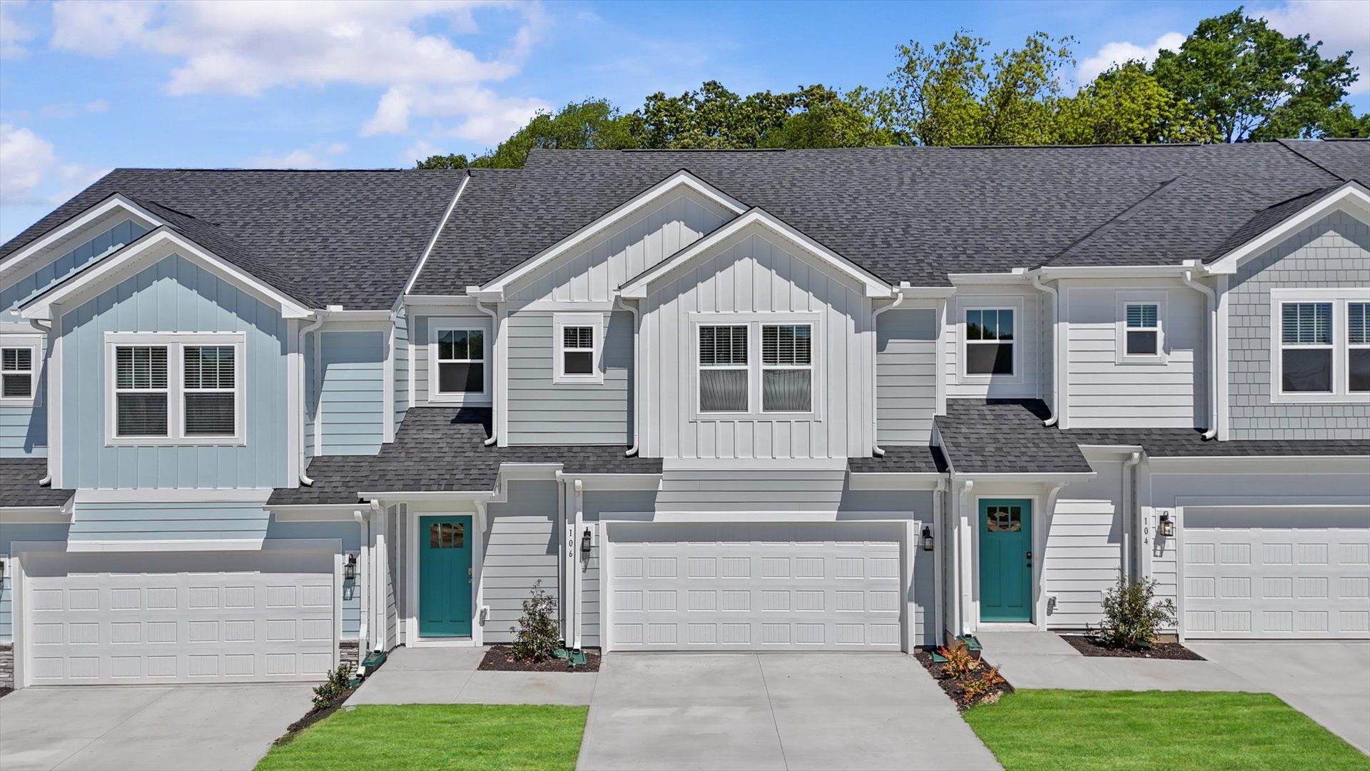 Exterior of two story townhome at Village at Midway by DRB Homes in Anderson, SC