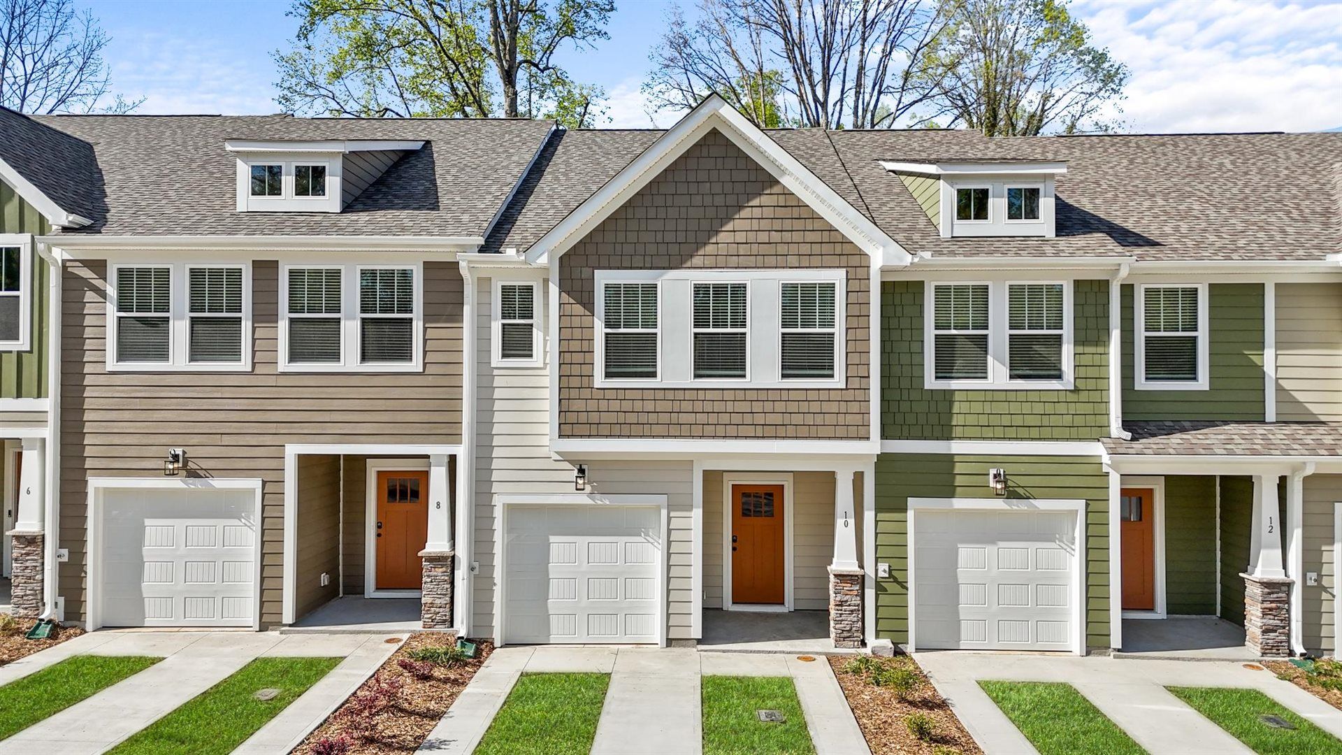 Exterior of two story townhome at Clayton Crossing by DRB Homes in Arden, NC
