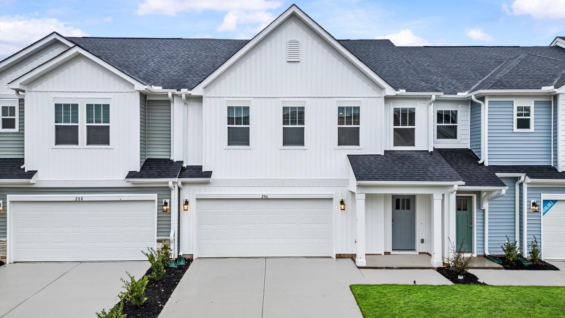 Exterior of two story townhome at Silo Ridge by DRB Homes in Anderson, SC:Desirable location and established charm in this superior townhome in Anderson, SC