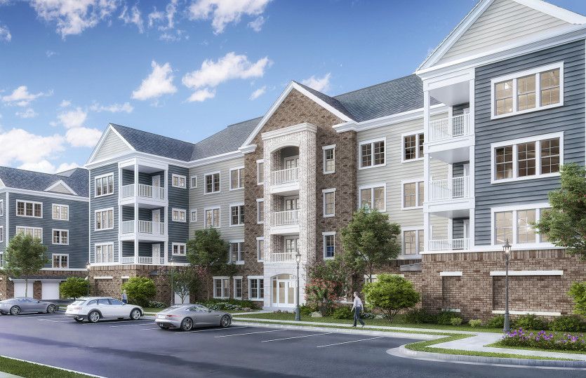 Exterior:New elevator condos for sale in the gated, Del Webb community of Montebello in Loudoun County.