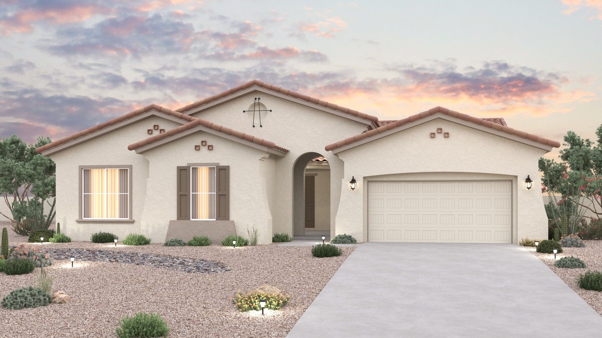 Residential single-family home design with modern architecture elements:A