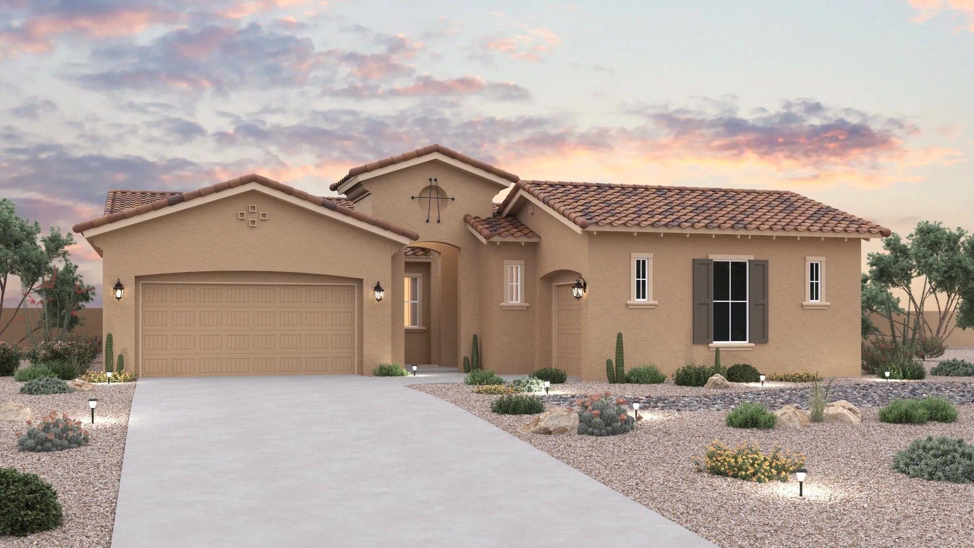 Modern Single-Family Home Design with Stunning Architectural Features:Elevation A