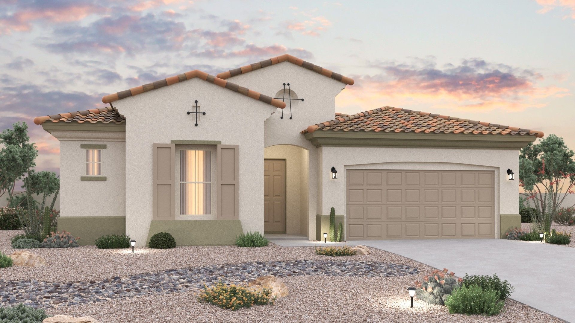 Modern Residential Architecture and Design of Single-Family Home:Elevation A – Spanish Colonial