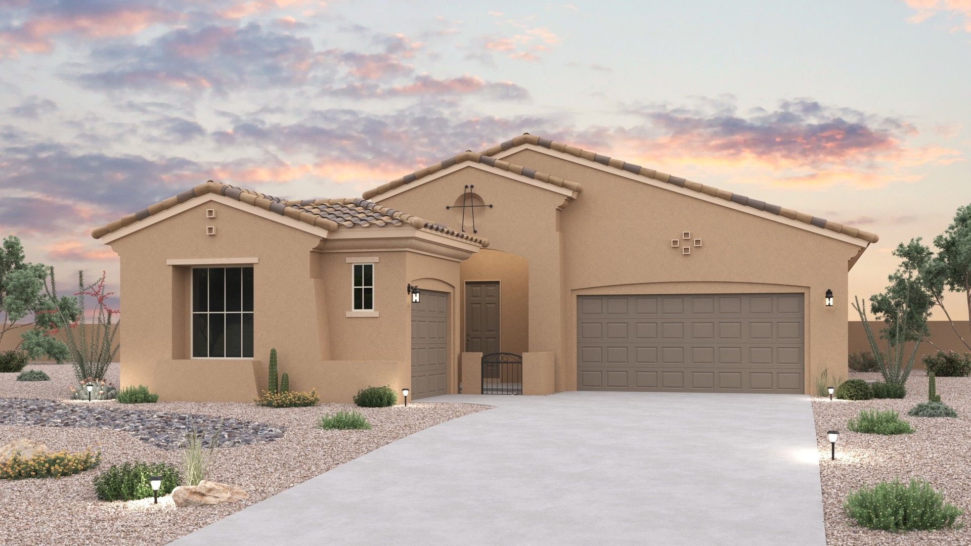Modern Residential Architecture and Design of Single-Family Home:Elevation A – Spanish Colonial