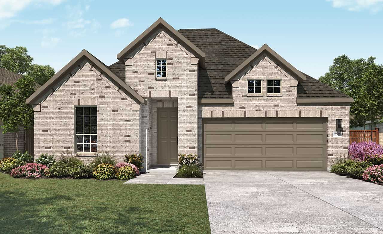 Modern Brick Single-Family Home Design and Architecture:Elevation L