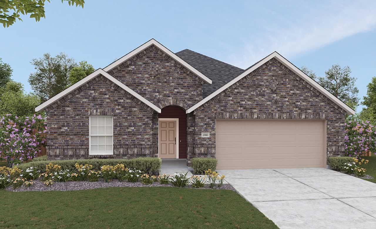 Modern Brick Single-Family Home Design and Architecture Render:Elevation M