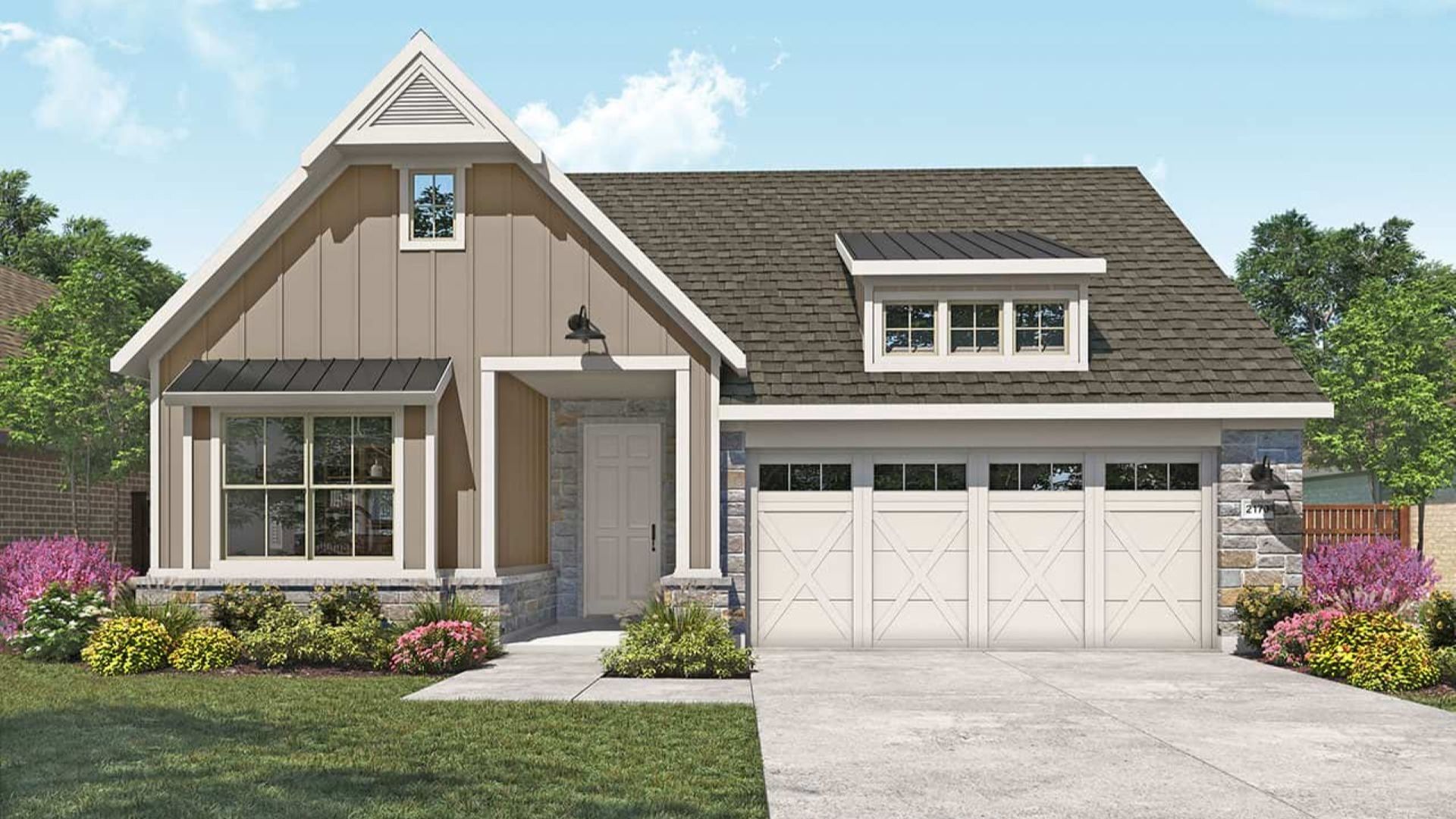 Modern Single-Family Home Design in 3D Architectural Render:Elevation R