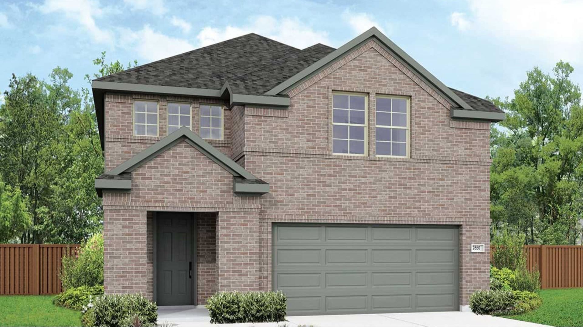 Modern Single-Family Home Design with Brick Architecture:Elevation G