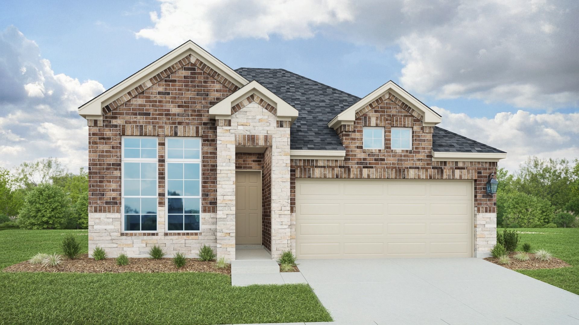 Single-family home design and architecture in 3D render.:Elevation I