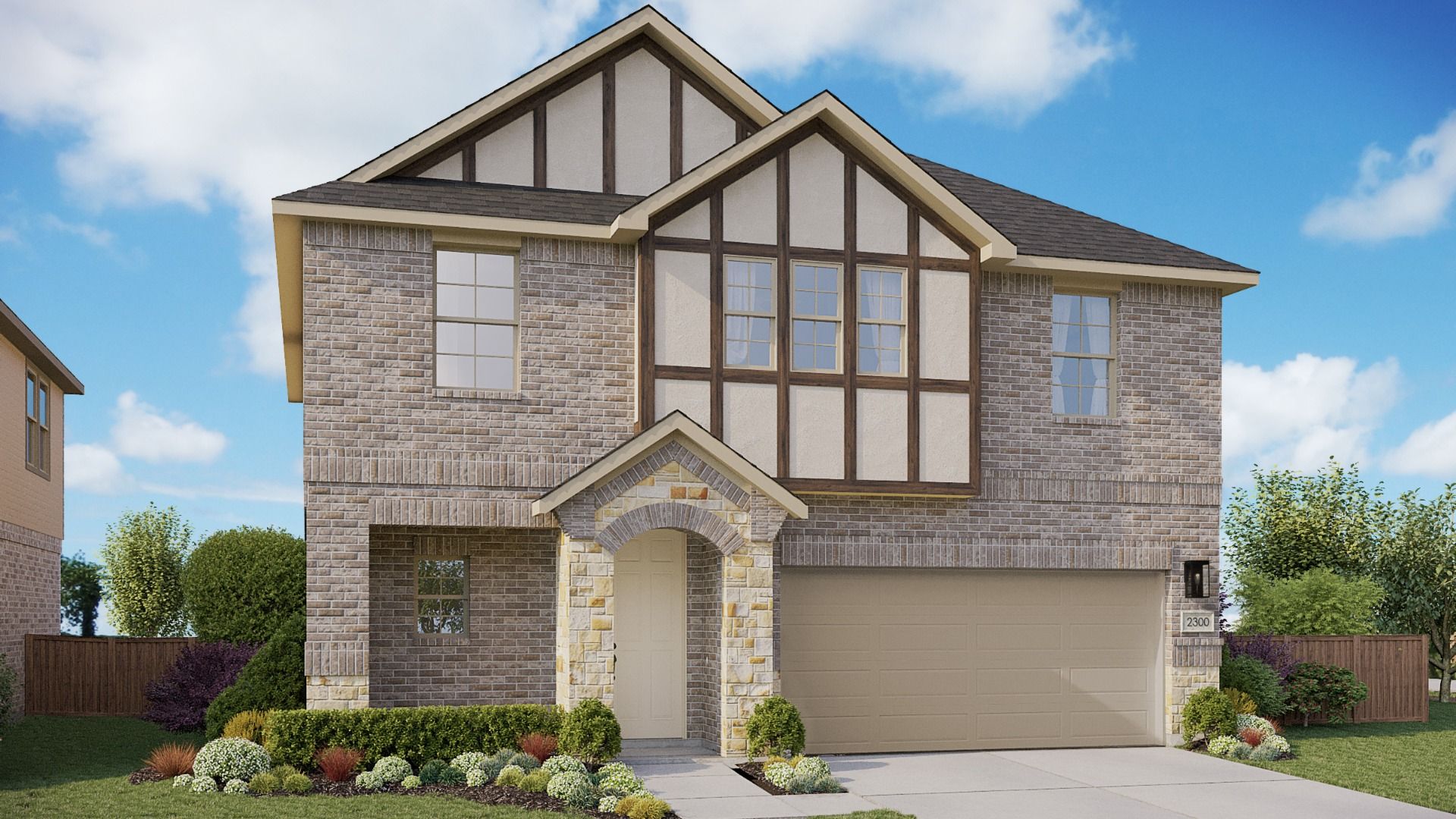 Modern Single-Family Home Design and Architecture Render:Elevation P