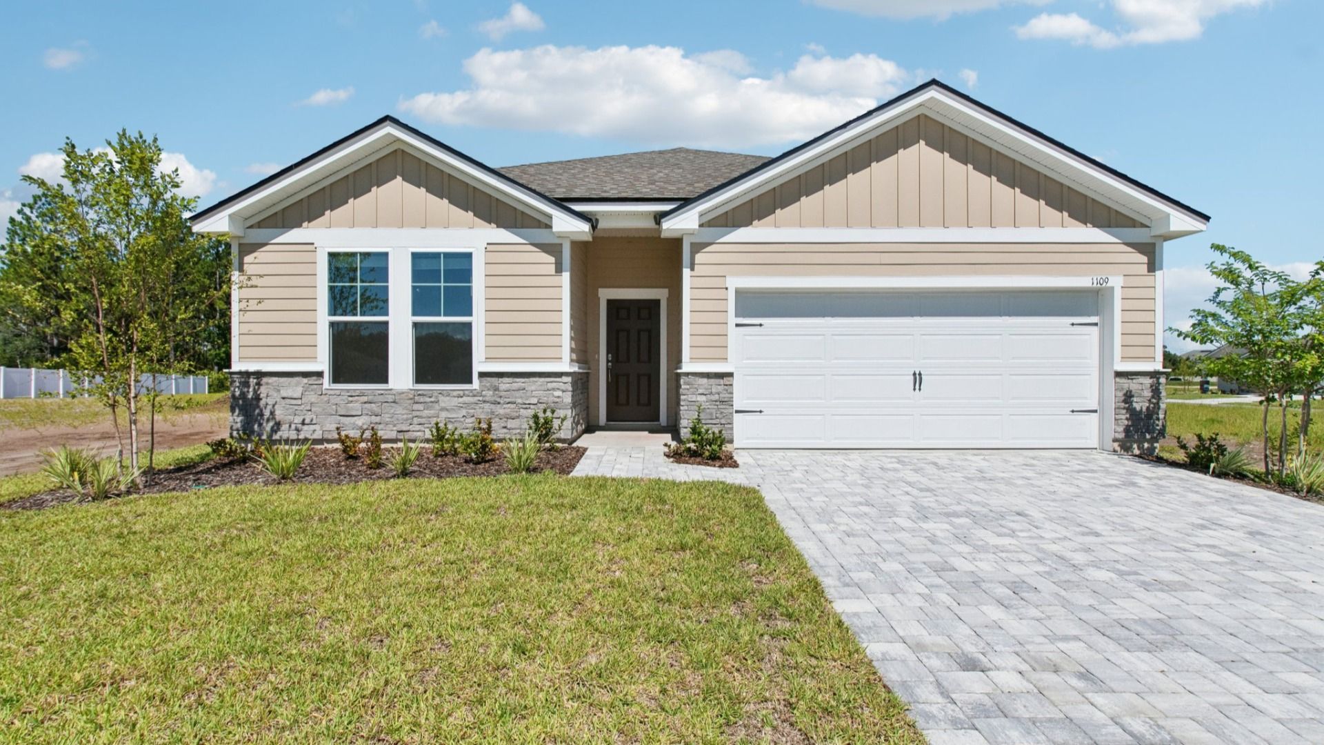 Berkeley Exterior:The Berkeley at Panther Creek by DRB Homes: Experience Single Story Living in Jacksonville, FL