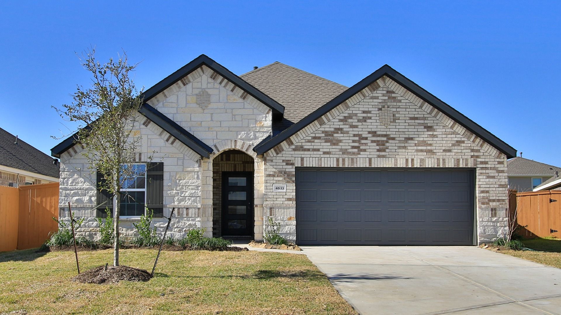 Modern Brick Single-Family Home Design and Architecture Render:Elevation M