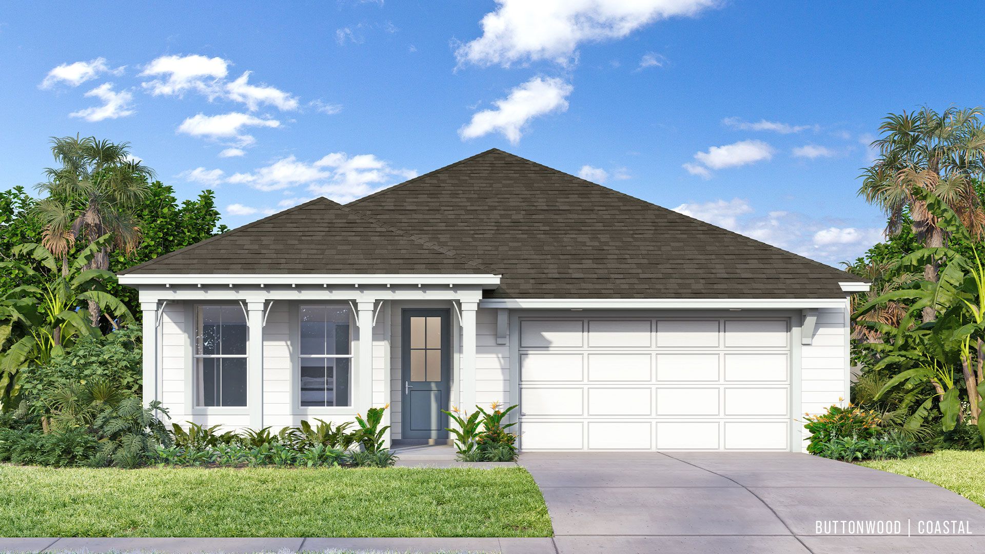 Coastal Elevation:Buttonwood floorplan in the coastal elevation by DRB Homes at Lakeside at Satilla in Saint Cloud, FL