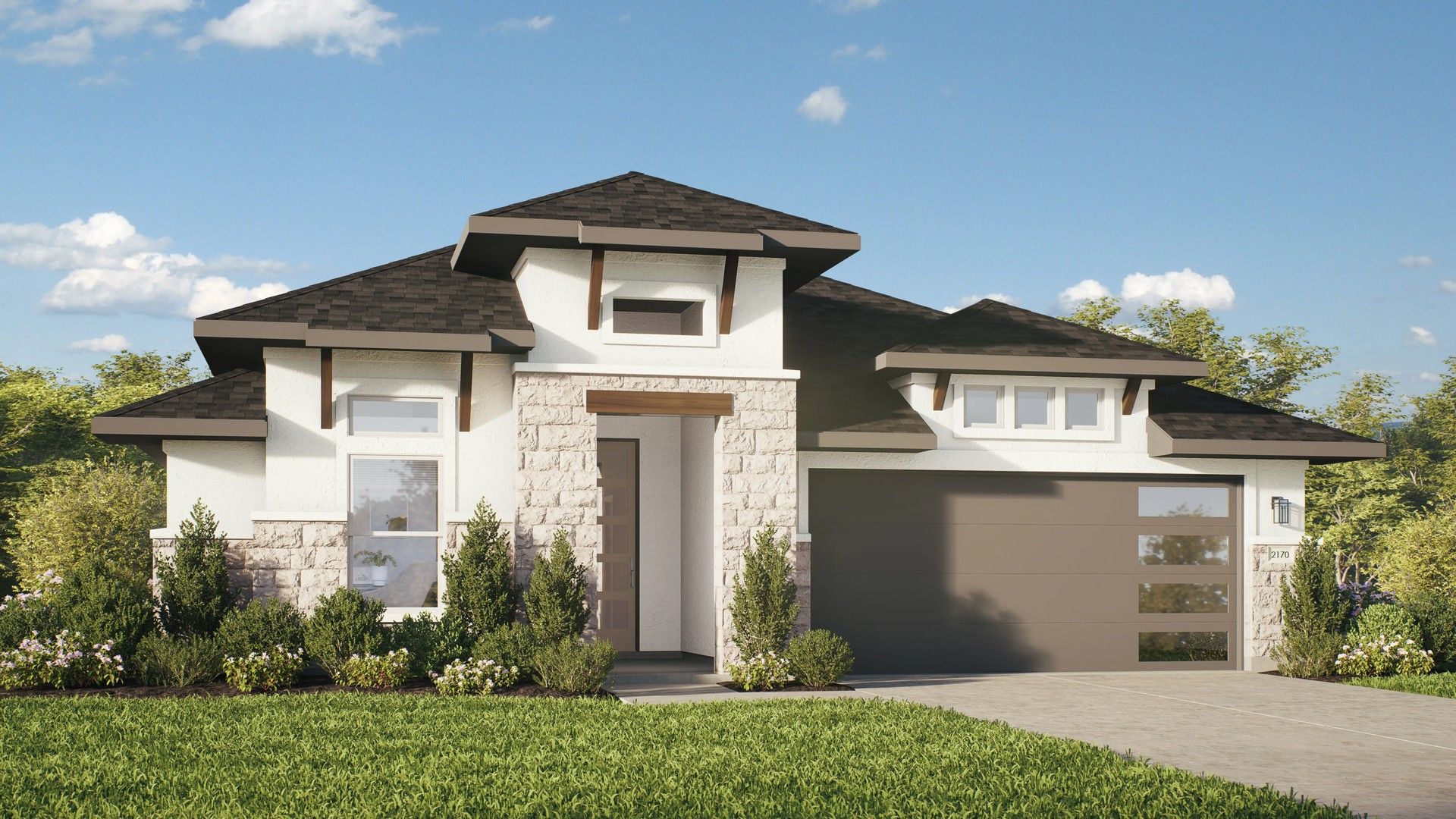 Modern single-family home design with striking residential architecture.:Elevation S