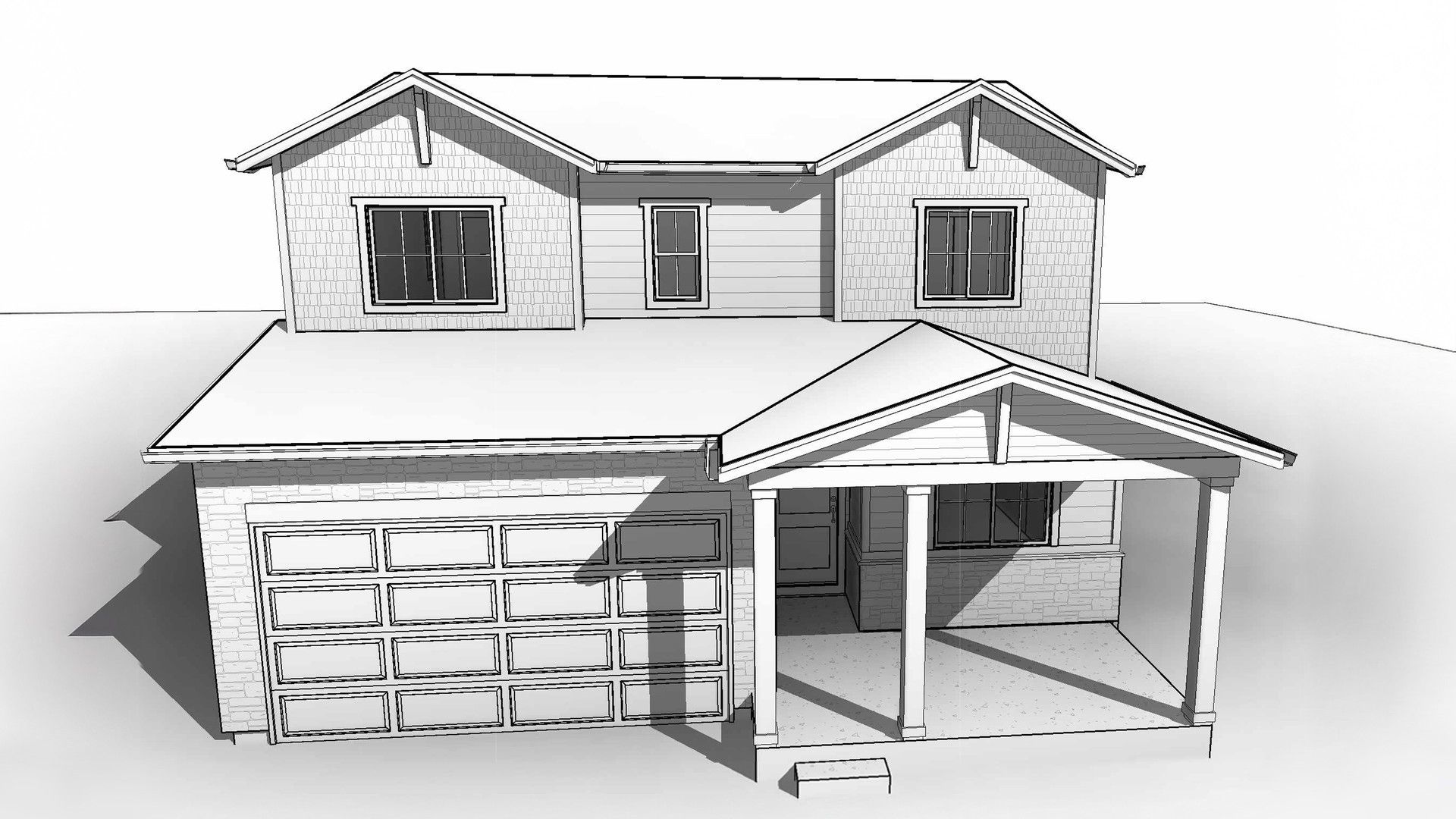 Modern Single-Family Home Design: Residential Architecture Render:Elevation C