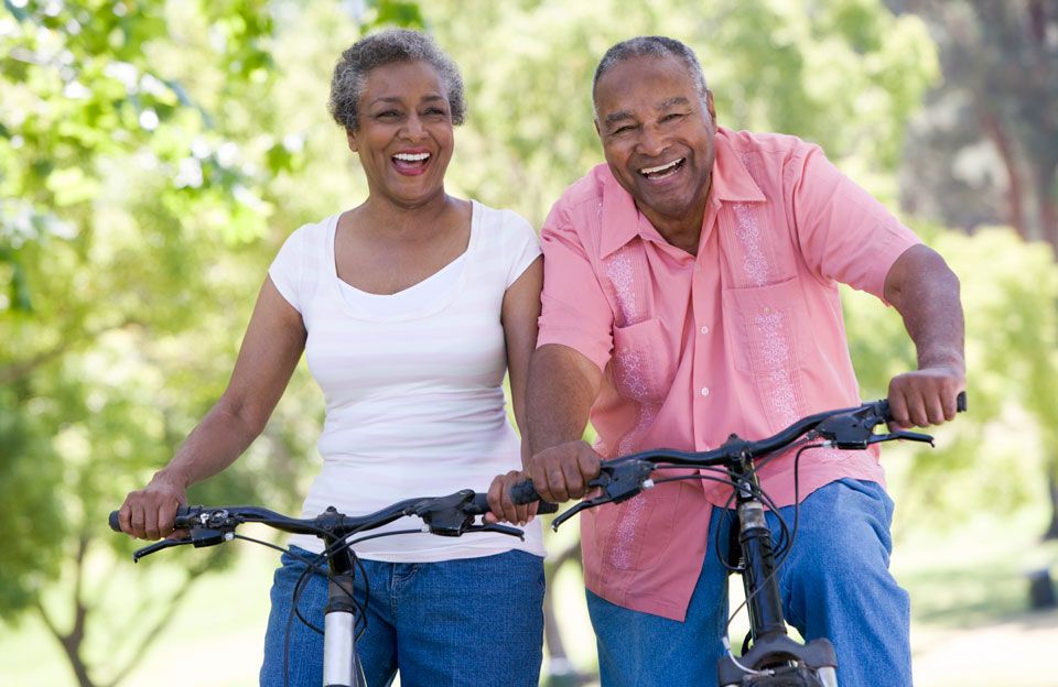 Couple on bicycles