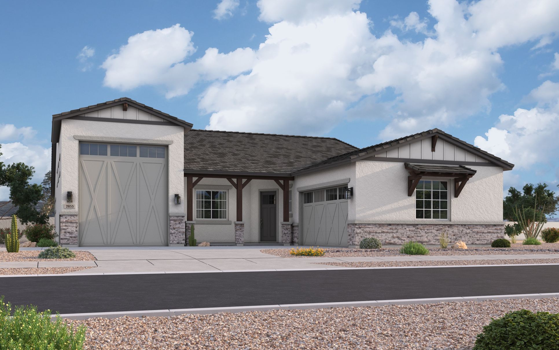 Exterior:Elevation A w/ Optional RV Garage