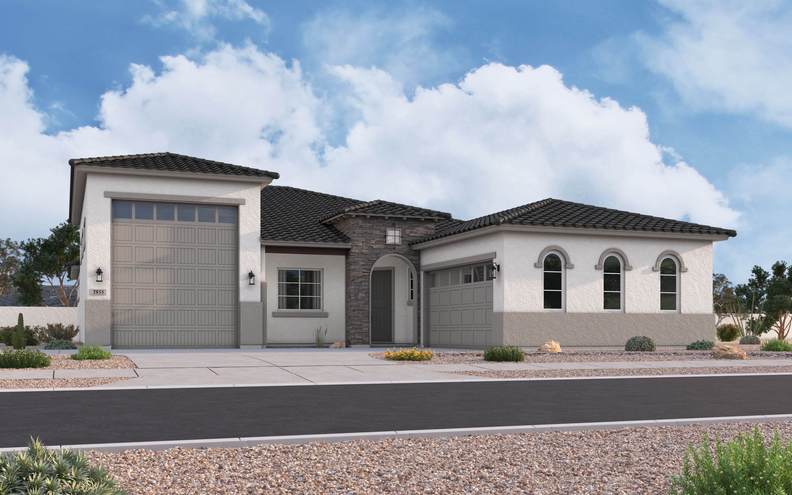 Exterior:Elevation B w/ Optional RV Garage