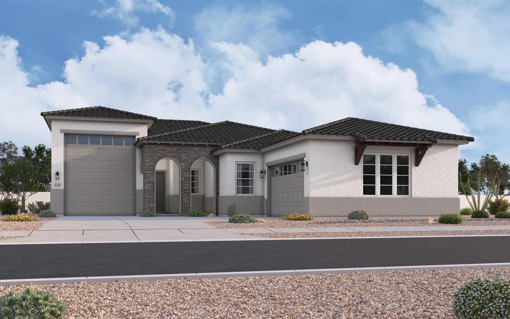 Exterior:Elevation B w/ Optional RV Garage