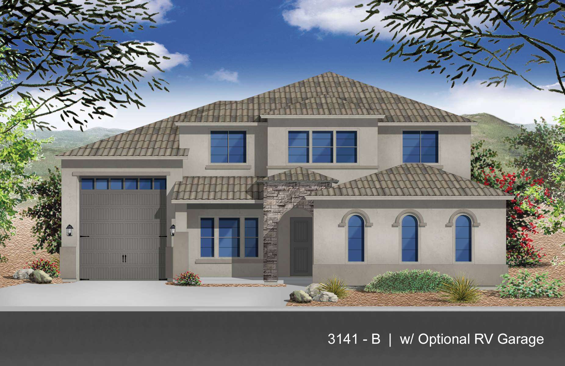 Exterior:Elevation B w/ Optional RV Garage
