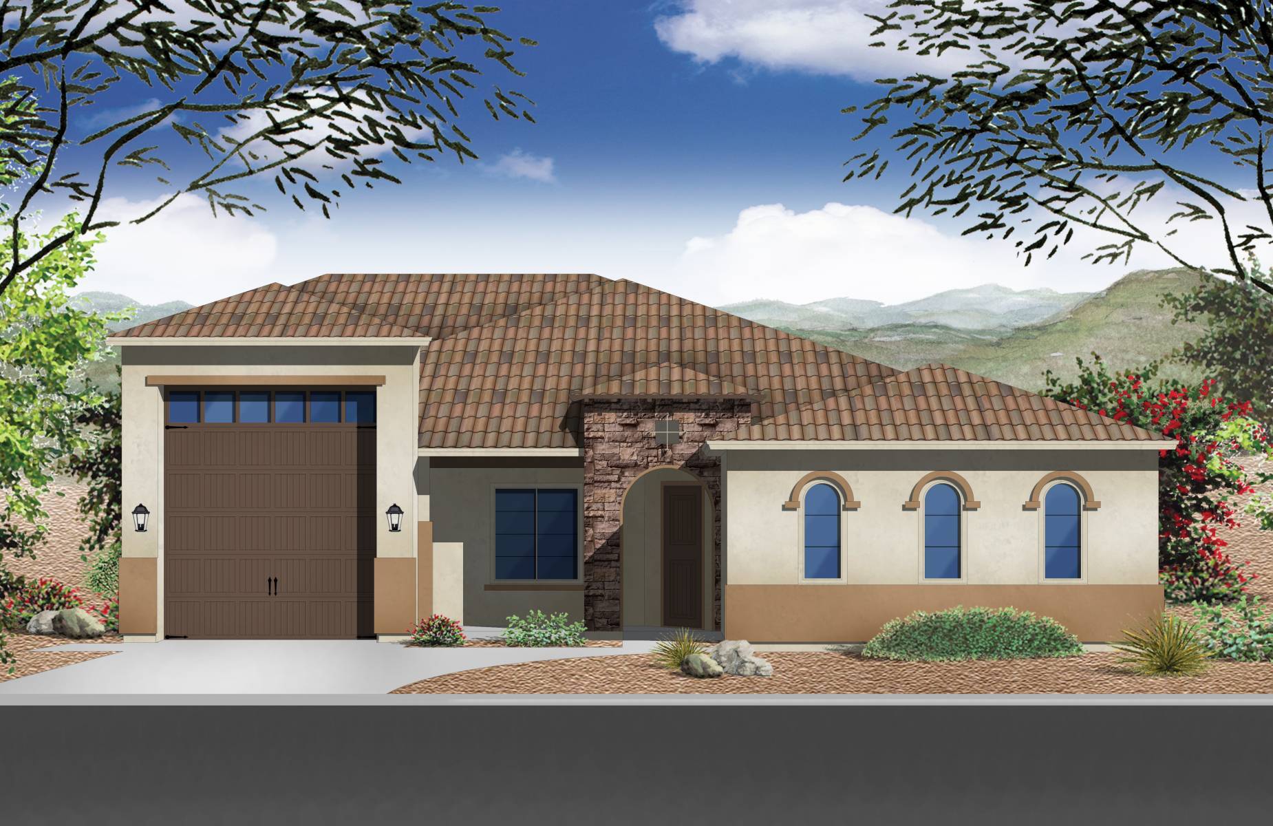 Exterior:Elevation B w/ Optional RV Garage