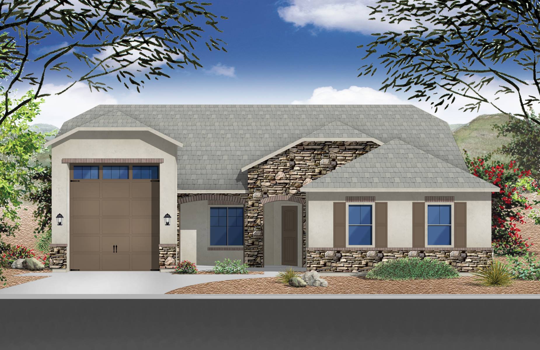 Exterior:Elevation C w/ Optional RV Garage