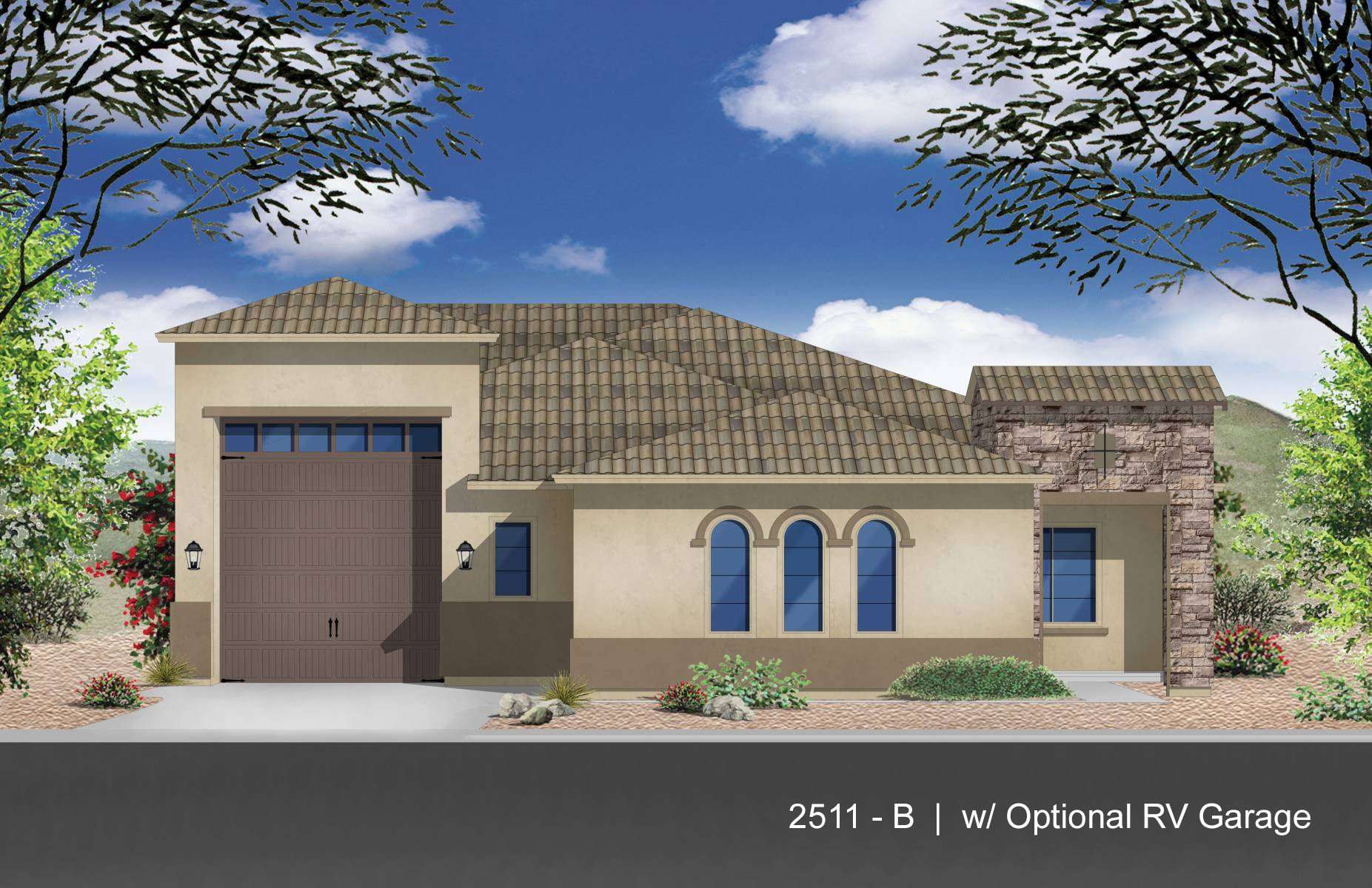 Exterior:Elevation B w/ Optional RV Garage
