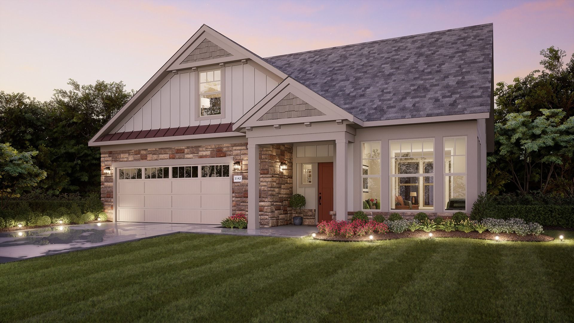 The Courtyards of Hyland Meadows_Palazzo_Craftsman_A_Gray:Palazzo Craftsman A 4-Season Bonus