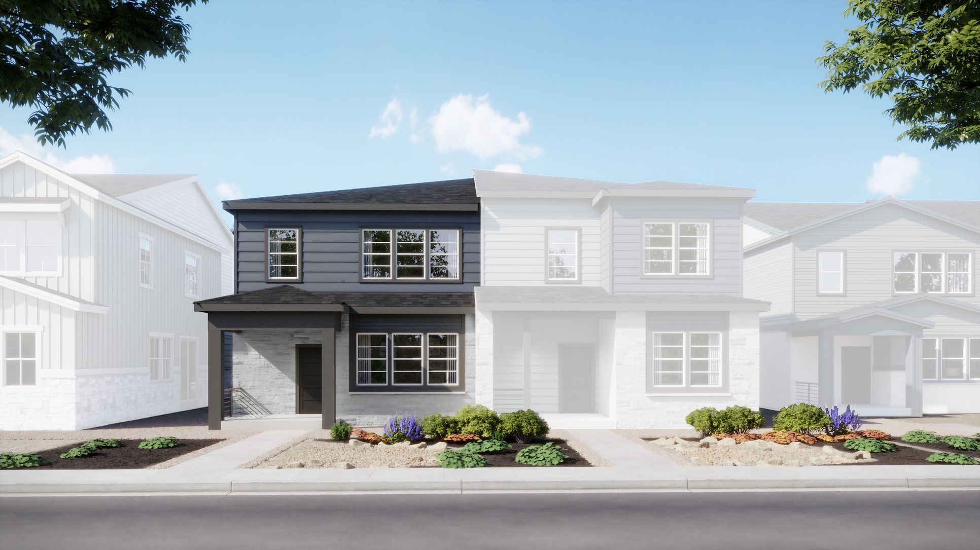 Duets Collection at Harvest Crossing - Plan 2503 - Prairie - Day - Rendering - Risewell Homes