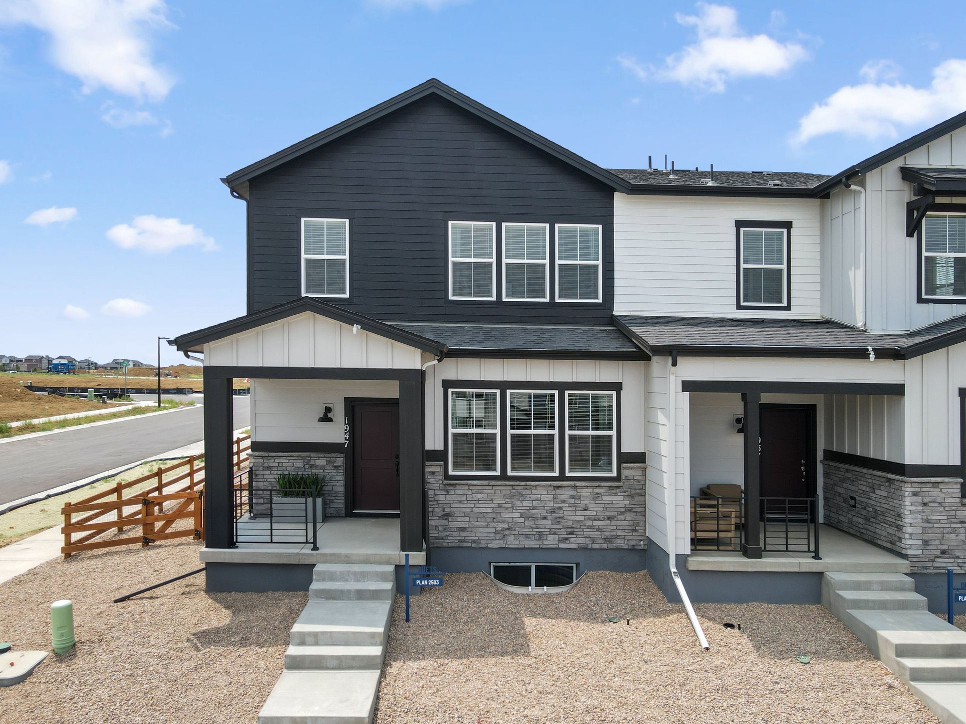 1. Duets at Harvest Crossing - Plan 2503 - Front - Model Photography - Risewell Homes