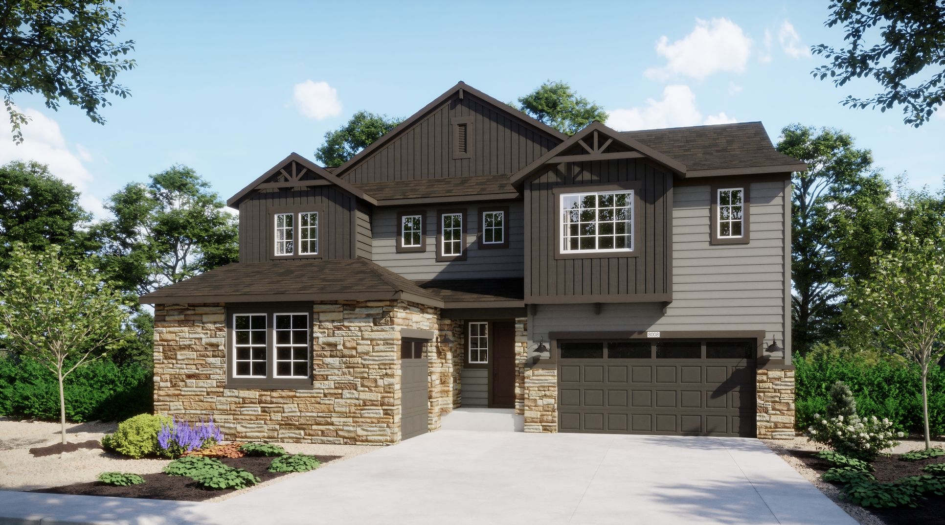 Estates at Mead Crossing - Plan 5005 - Elevation C - Exterior Renderings - Risewell Homes