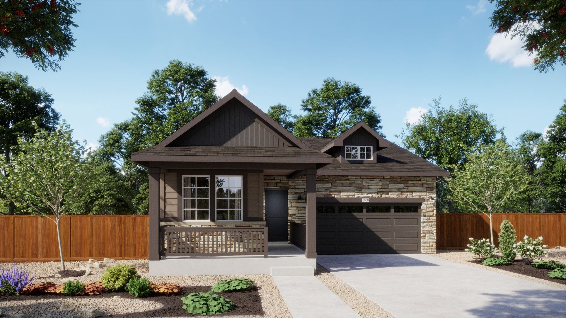 Legacy at Harvest Crossing - Plan 3502 - MO Elevation - Exterior Rendering - Risewell Homes