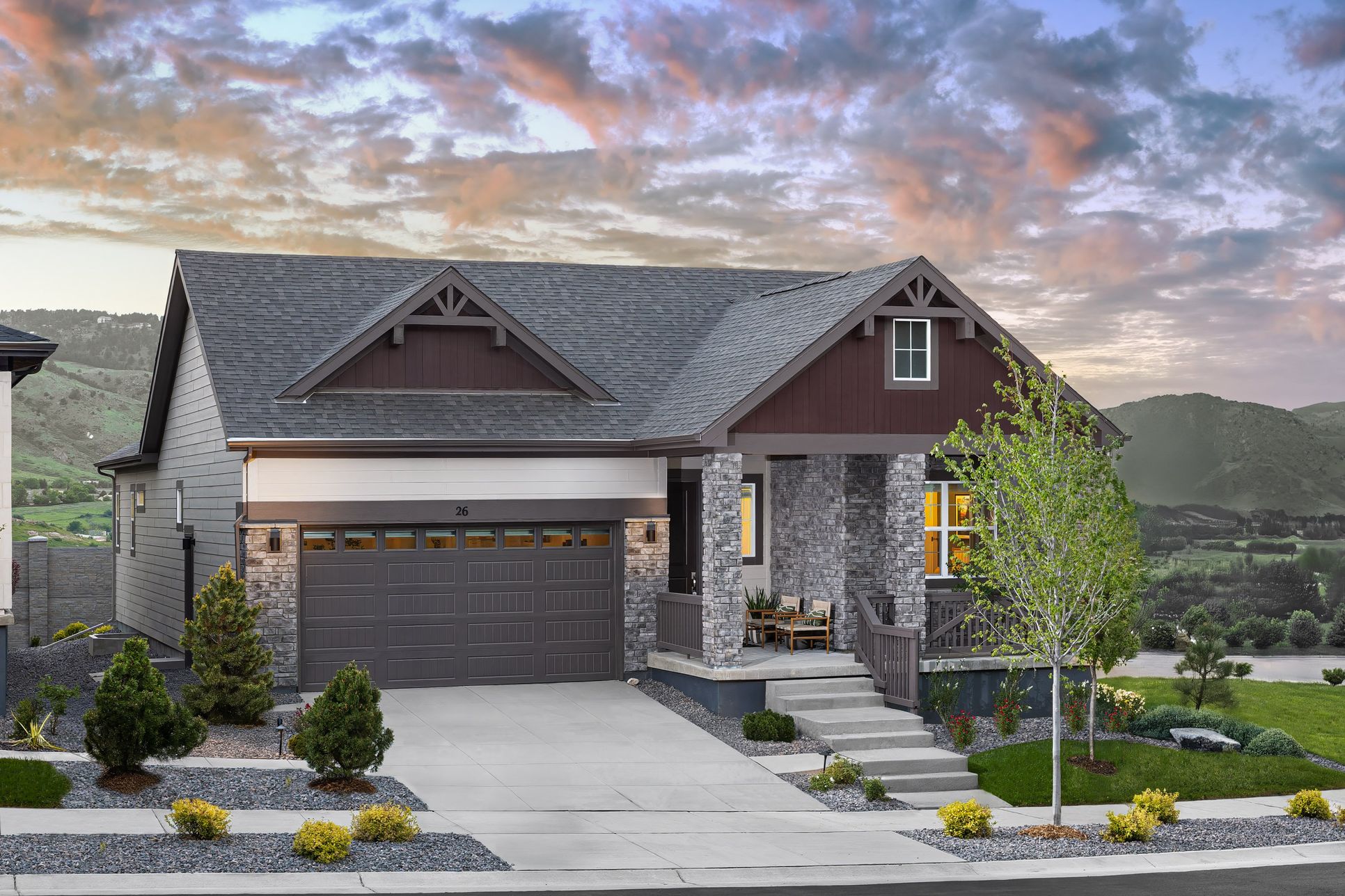 Golden Overlook - Plan 4003 - Front exterior - Model Photography