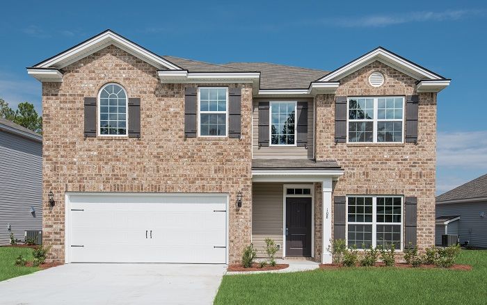 Blackbeard B plan exterior front view in Richmond Hill and Guyton, GA:Blackbeard B - Front Elevation | Ernest Homes