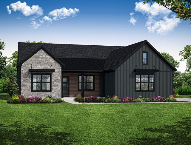 Front elevation of the Bryson model from Garman Builders:Front elevation of the Bryson model from Garman Builders