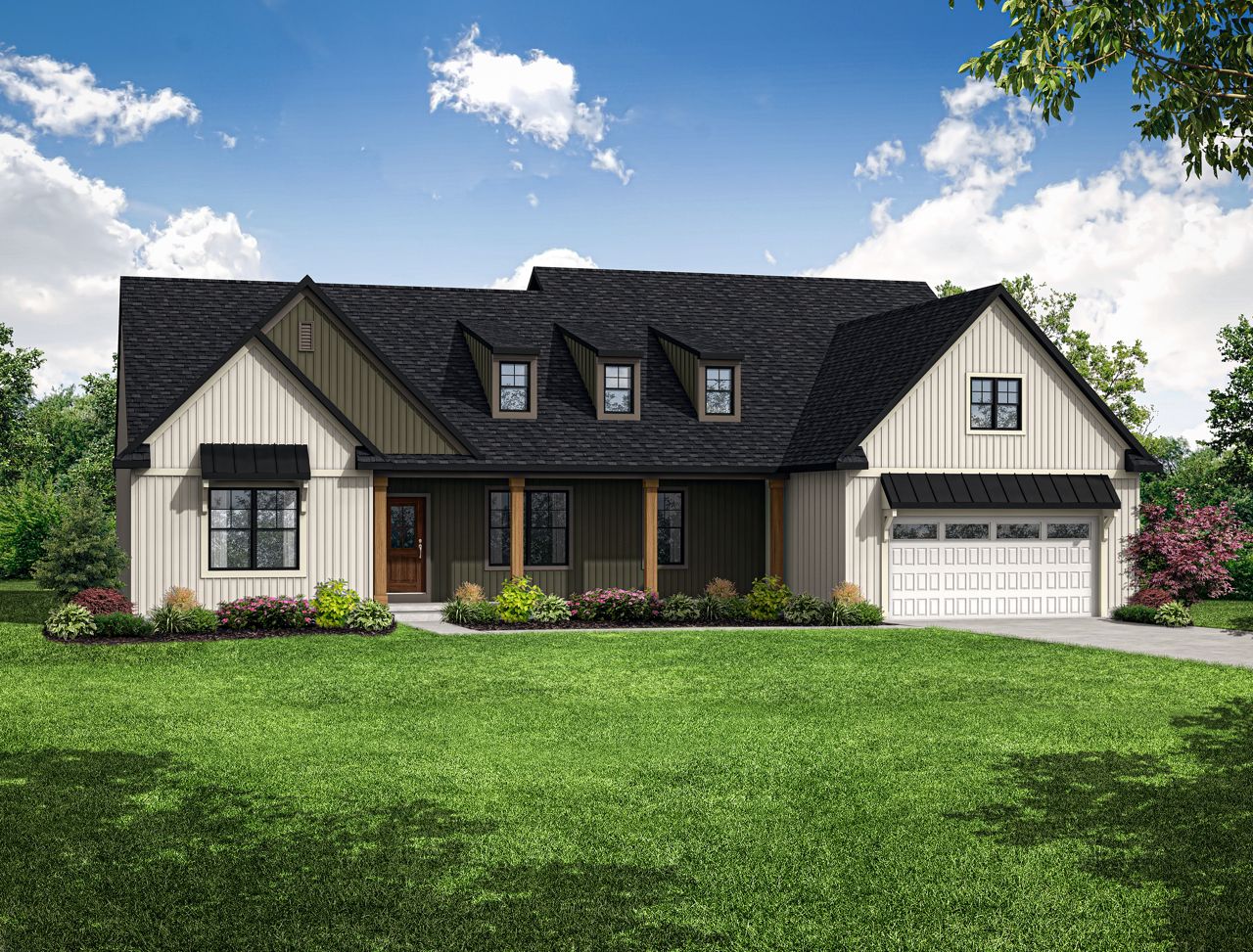 Front elevation of the Avery model from Garman Builders:Front elevation of the Avery model from Garman Builders