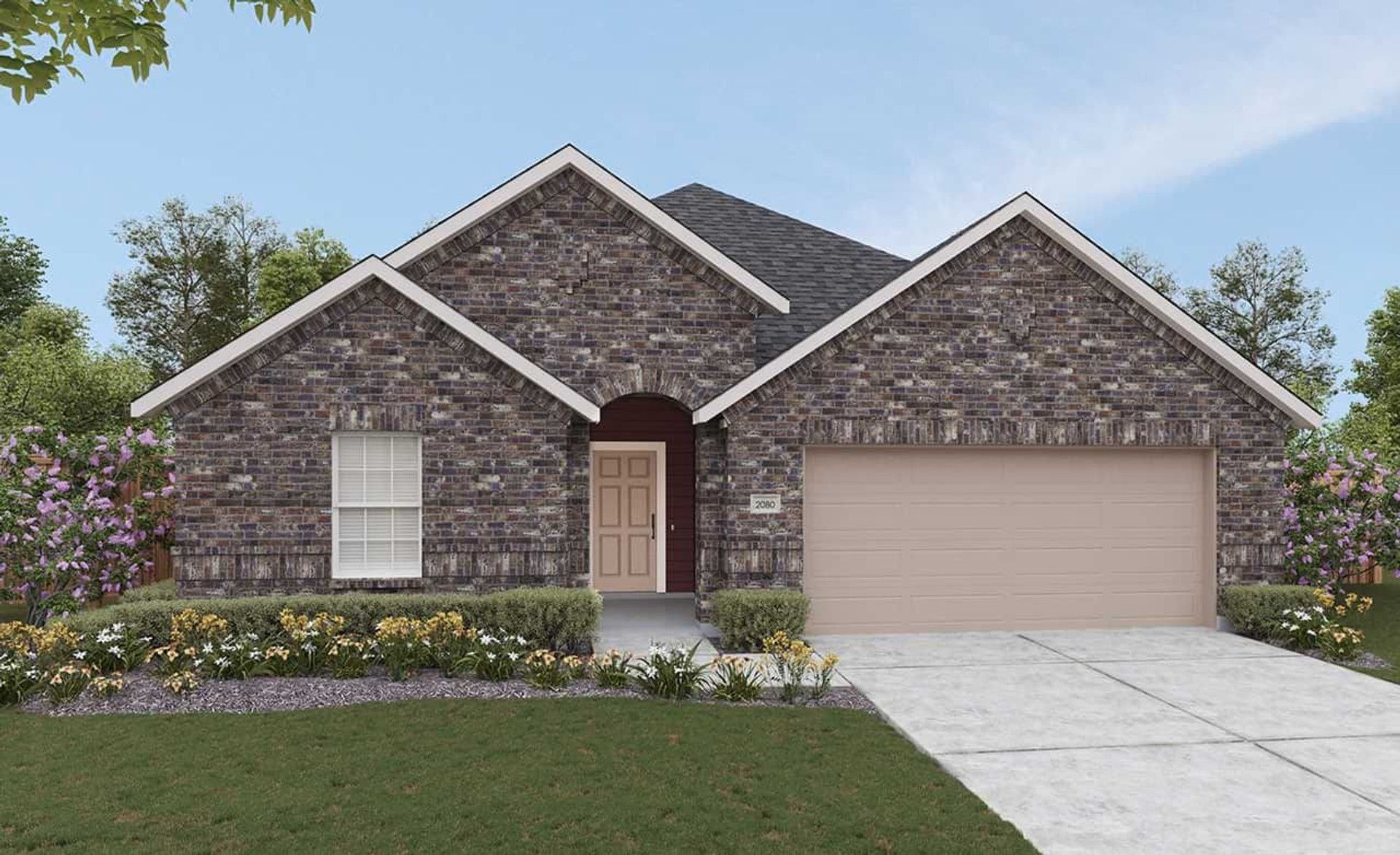Modern Brick Single-Family Home Design and Architecture Render:Elevation M