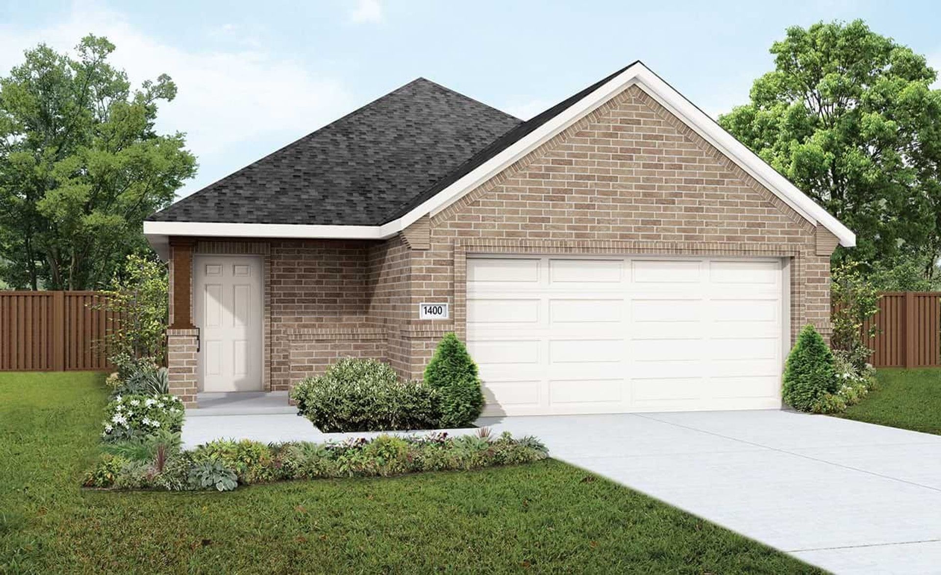 Modern Brick Home Design in Residential 3D Architecture:Elevation G