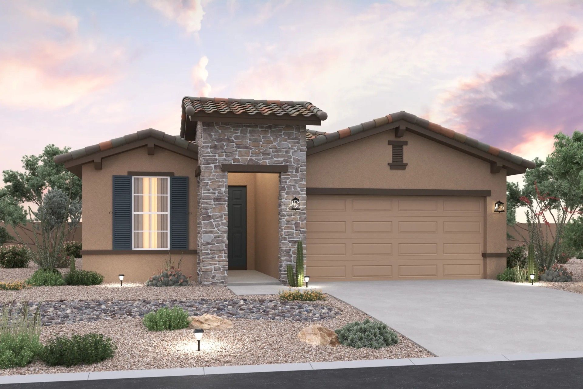 Modern single-family home design showcasing architectural details.:Elevation B