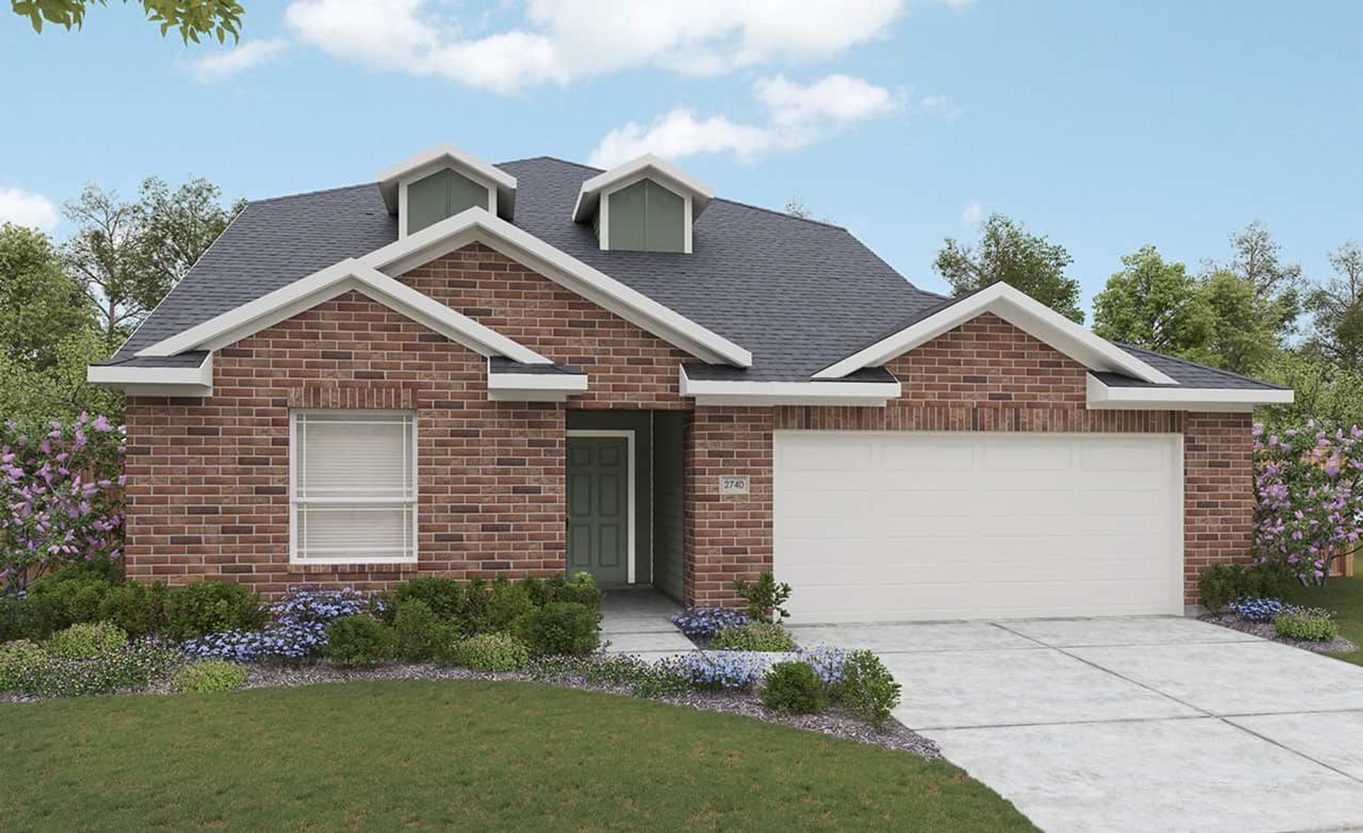 Single-Family Home Design: Brick Architecture in Residential Style:Elevation A