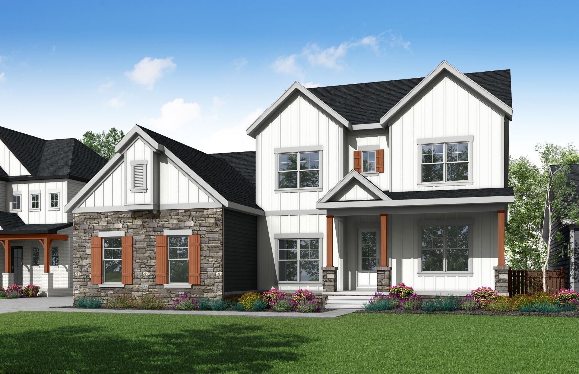 Single-Family Home Design and Architecture Render:Side Elevation C